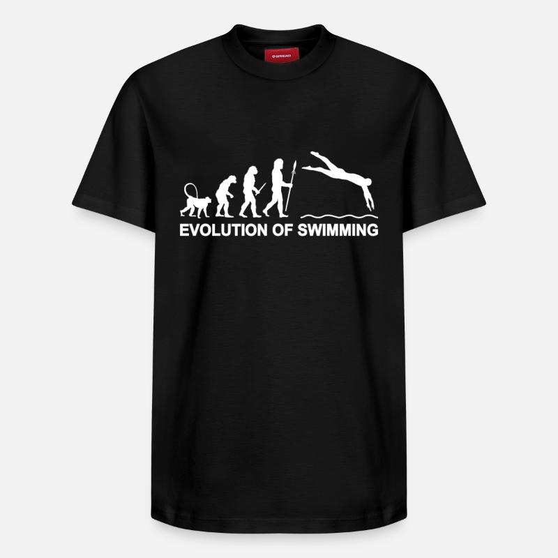 Évolution de la natation - T-shirt unisexe décontracté en coton Supima – de SPREAD - noir