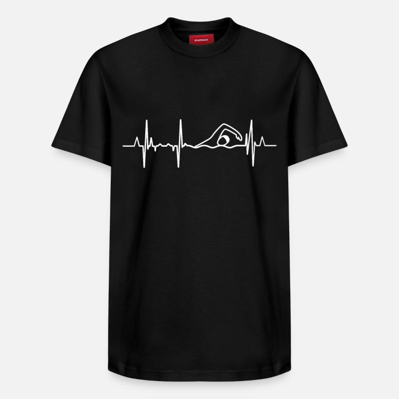 ECG de natation - T-shirt unisexe décontracté en coton Supima – de SPREAD - noir