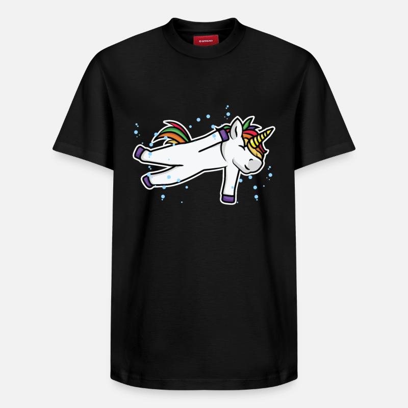 Licorne nageuse - T-shirt unisexe décontracté en coton Supima – de SPREAD - noir