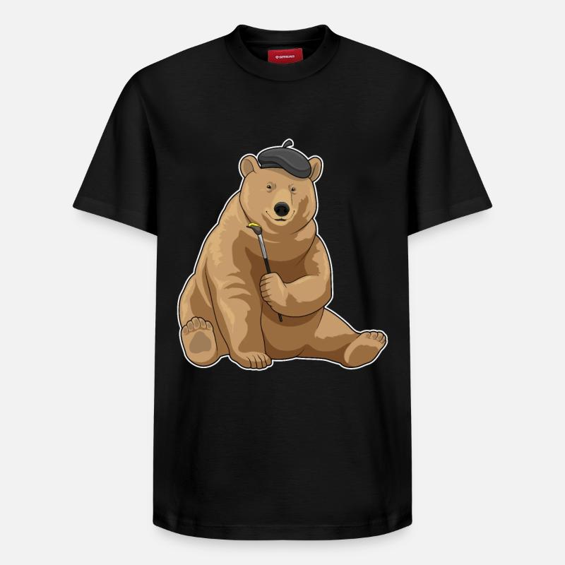 Pinceau de peintre d’ours - T-shirt unisexe décontracté en coton Supima – de SPREAD - noir