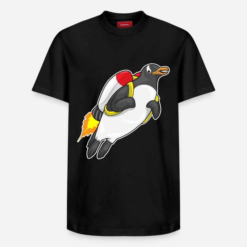 Pingouin volant jetpack - T-shirt unisexe décontracté en coton Supima – de SPREAD - noir