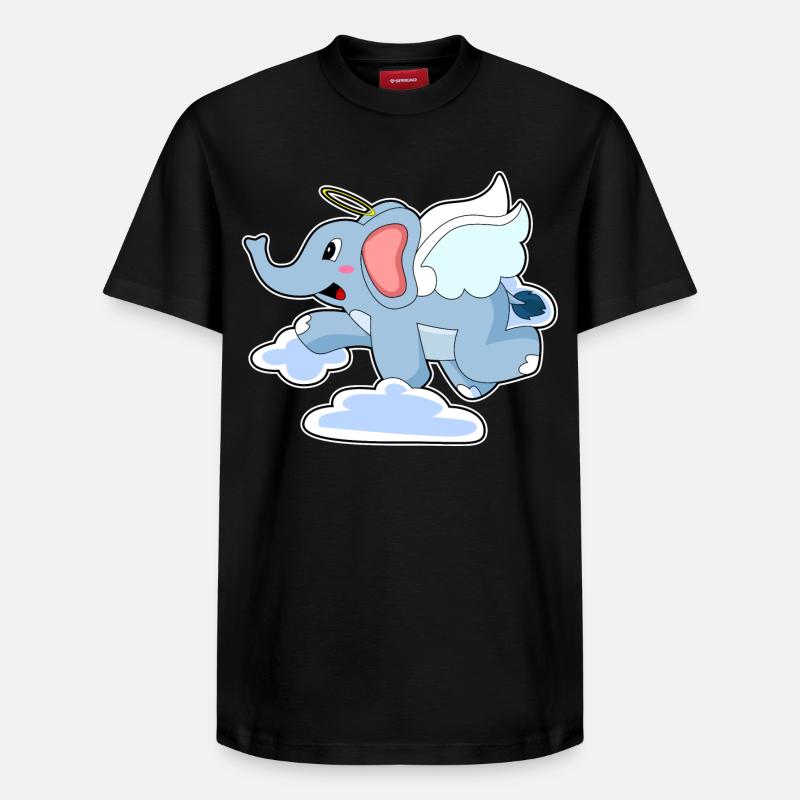 Nuages d’anges éléphants - T-shirt unisexe décontracté en coton Supima – de SPREAD - noir