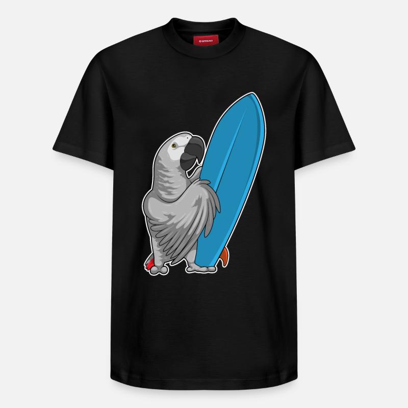 Parrot surf board Summer - T-shirt unisexe décontracté en coton Supima – de SPREAD - noir