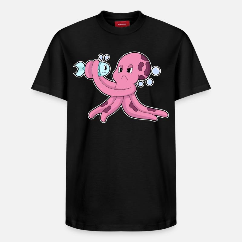Poisson poulpe - T-shirt unisexe décontracté en coton Supima – de SPREAD - noir
