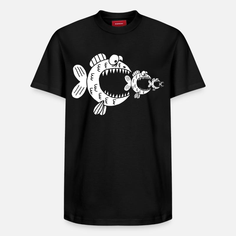 Poissons blancs et chaîne alimentaire - T-shirt unisexe décontracté en coton Supima – de SPREAD - noir