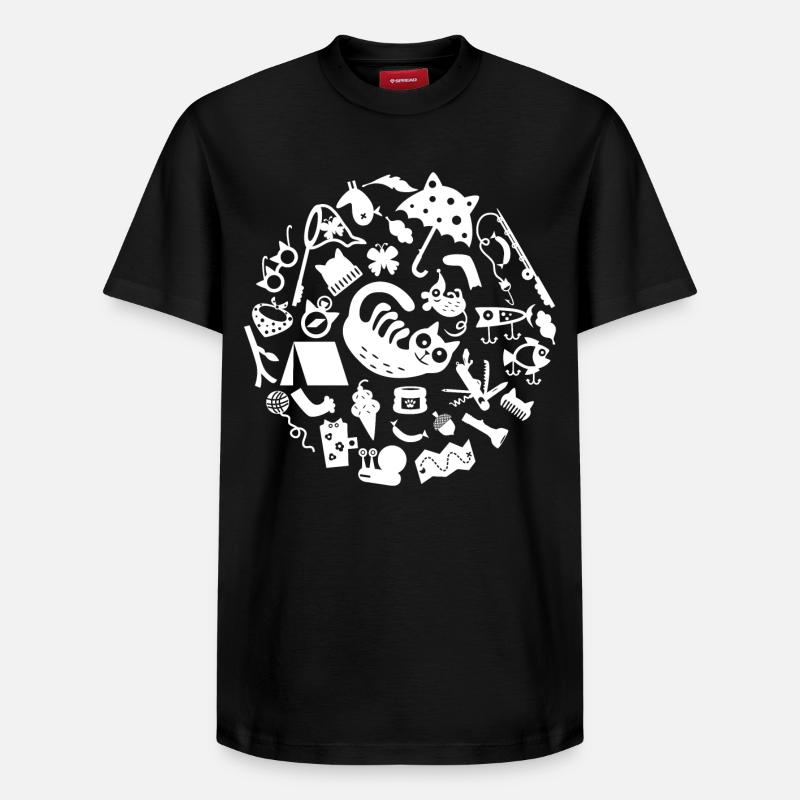 Cat Camping L Blanc - T-shirt unisexe décontracté en coton Supima – de SPREAD - noir