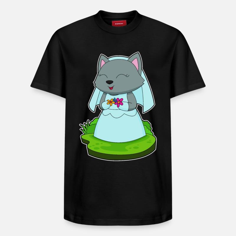 Cat Bride Fleurs Mariage - T-shirt unisexe décontracté en coton Supima – de SPREAD - noir