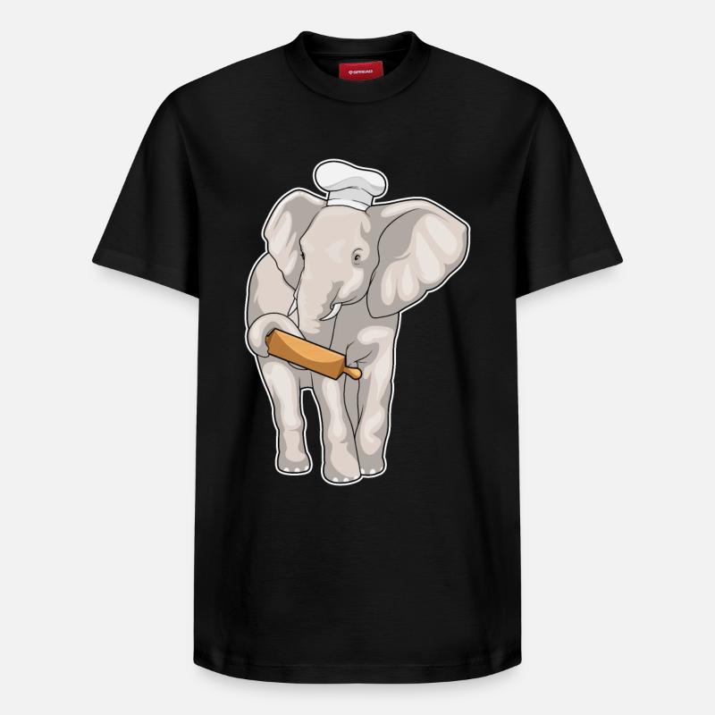 Elephant Baker Pasta Wood - T-shirt unisexe décontracté en coton Supima – de SPREAD - noir