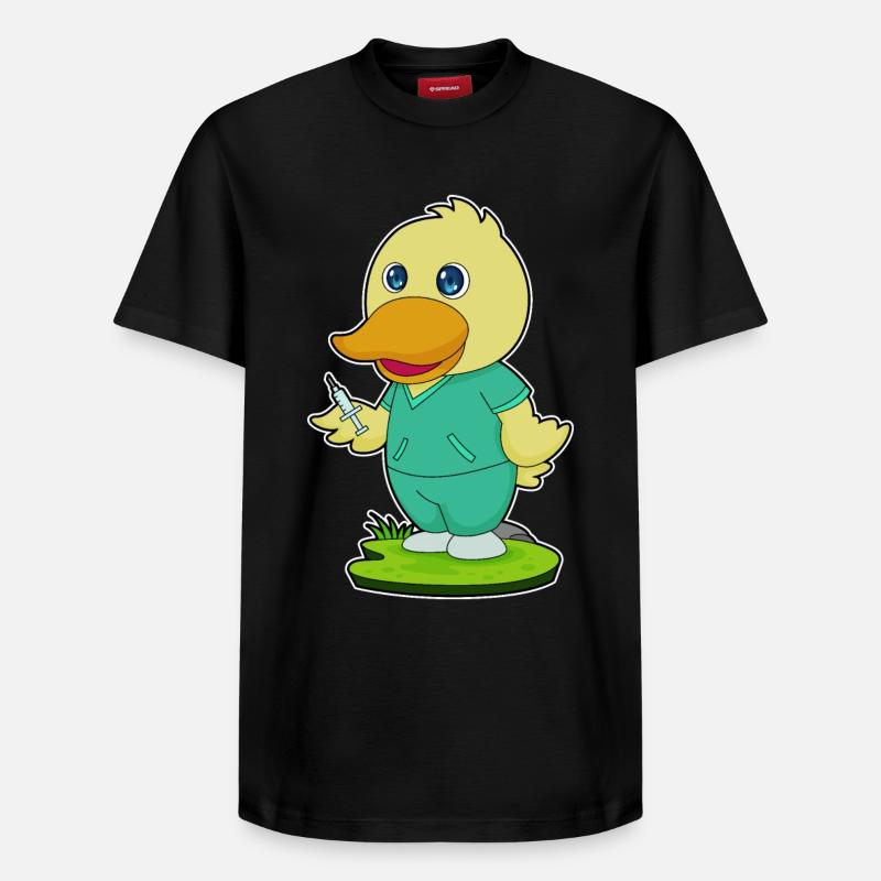 Seringue d’infirmière canard - T-shirt unisexe décontracté en coton Supima – de SPREAD - noir
