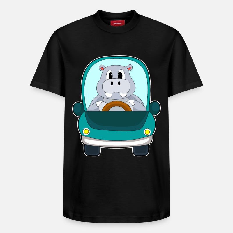 Hippopotame voiture - T-shirt unisexe décontracté en coton Supima – de SPREAD - noir