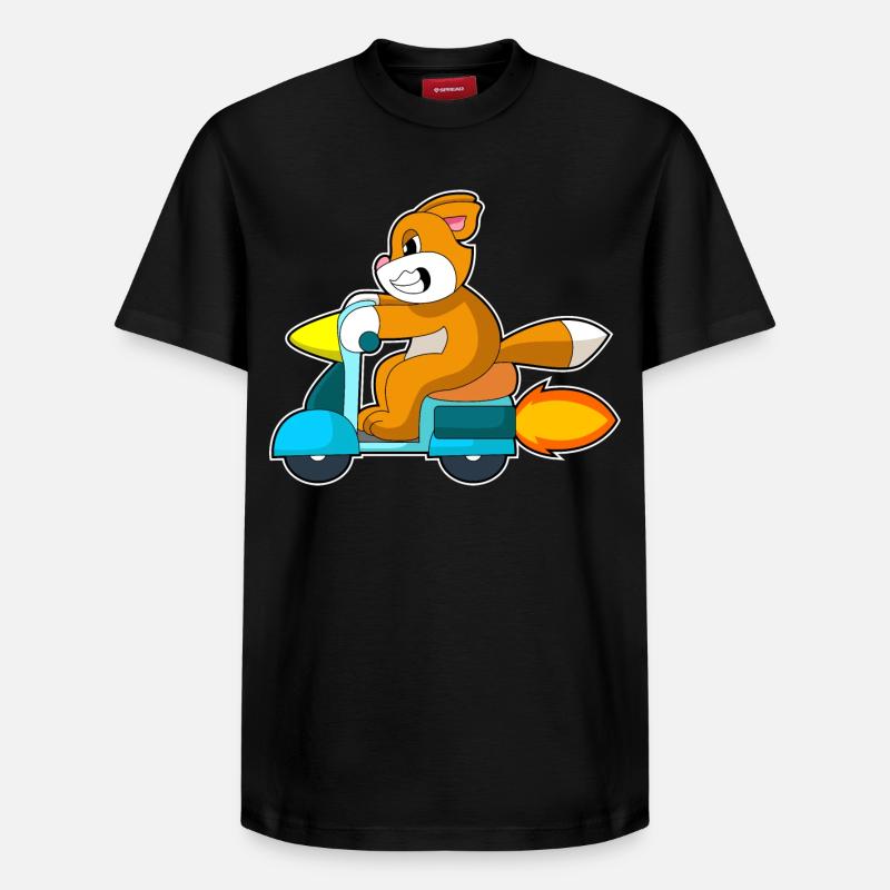 Katze Motorroller - Relaxed Unisex Supima Cotton T-Shirt – von SPREAD - Schwarz