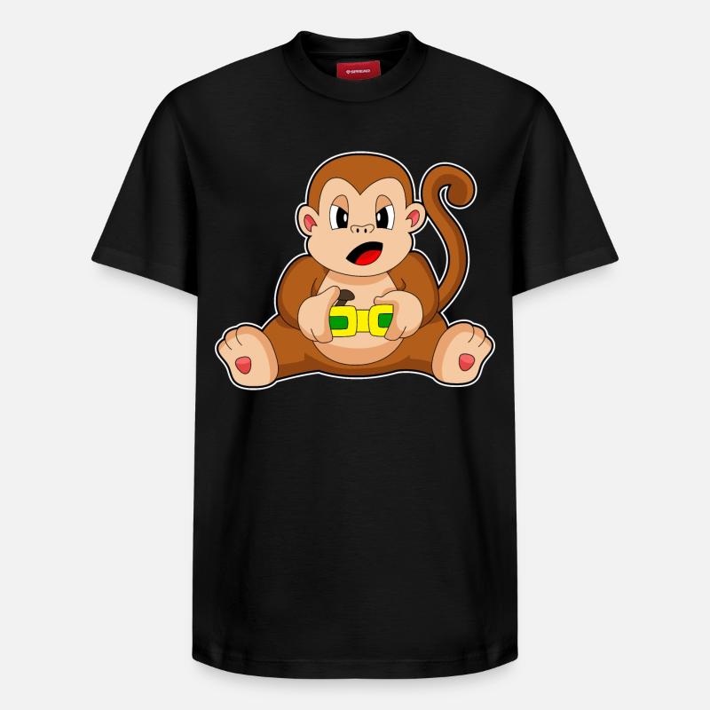 Affe Gamer Controller - Relaxed Unisex Supima Cotton T-Shirt – von SPREAD - Schwarz