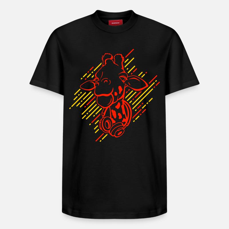 Girafe cool avec écouteurs - T-shirt unisexe décontracté en coton Supima – de SPREAD - noir