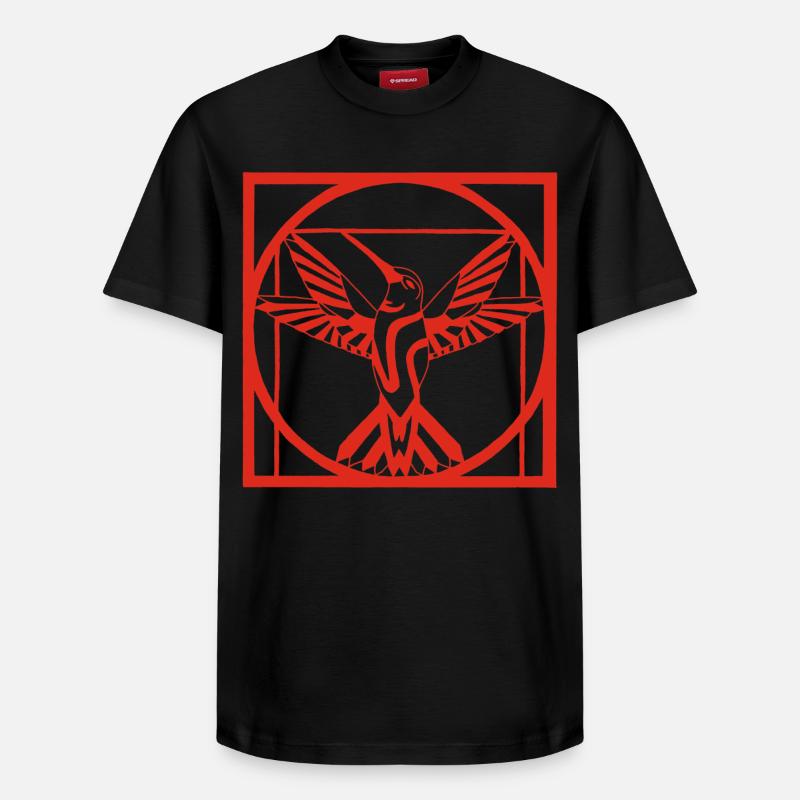 Vitruv roter Vogel - Relaxed Unisex Supima Cotton T-Shirt – von SPREAD - Schwarz