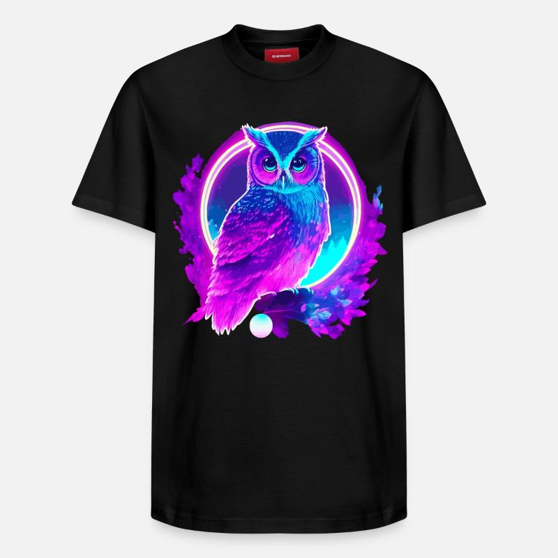 Owl Neon Moon Synthwave - T-shirt unisexe décontracté en coton Supima – de SPREAD - noir