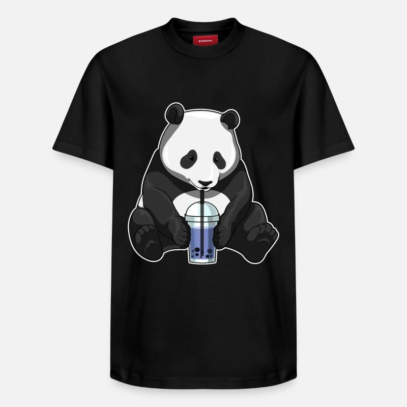 Panda Bubble Tea - Relaxed Unisex Supima Cotton T-Shirt – von SPREAD - Schwarz