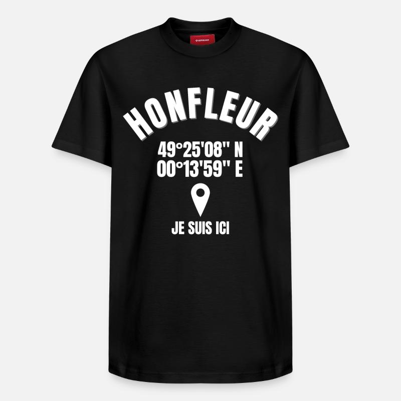 Honfleur, Normandie, côte fleurie - T-shirt unisexe décontracté en coton Supima – de SPREAD - noir