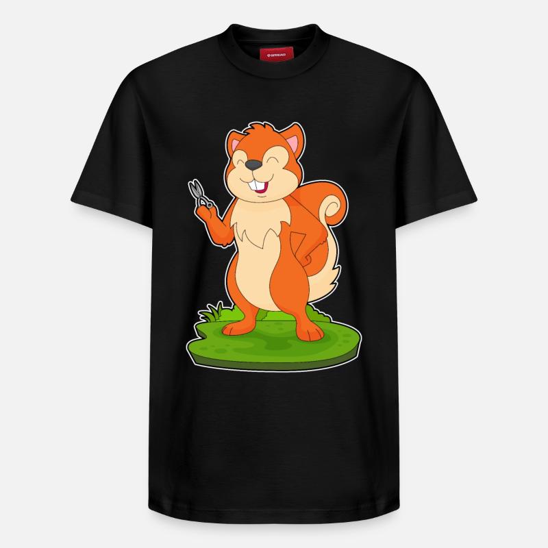 Écureuil Coiffeur Ciseaux - T-shirt unisexe décontracté en coton Supima – de SPREAD - noir