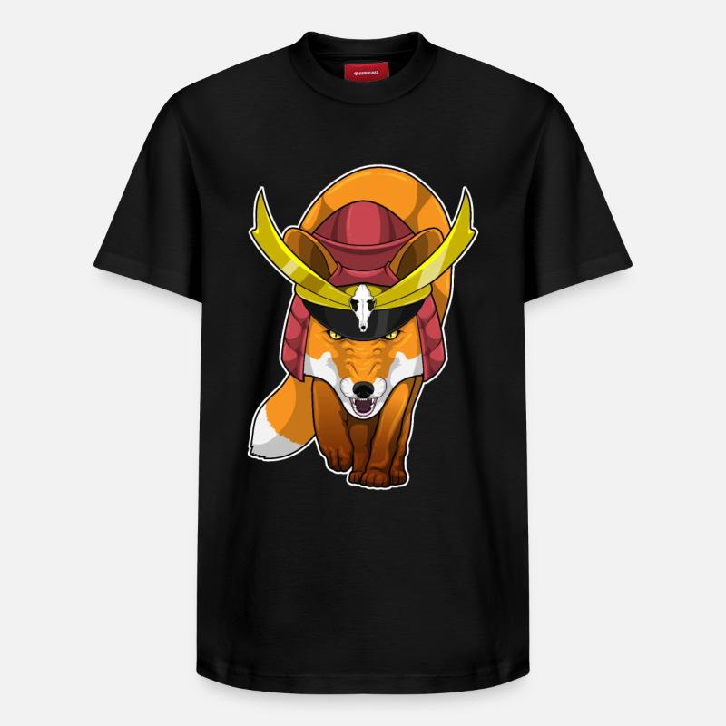 Fuchs Samurai Kampfkunst - Relaxed Unisex Supima Cotton T-Shirt – von SPREAD - Schwarz