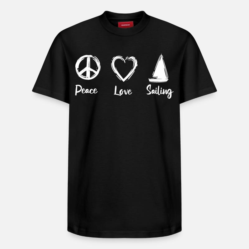 Peace Love Sailing - Relaxed Unisex Supima Cotton T-Shirt – von SPREAD - Schwarz