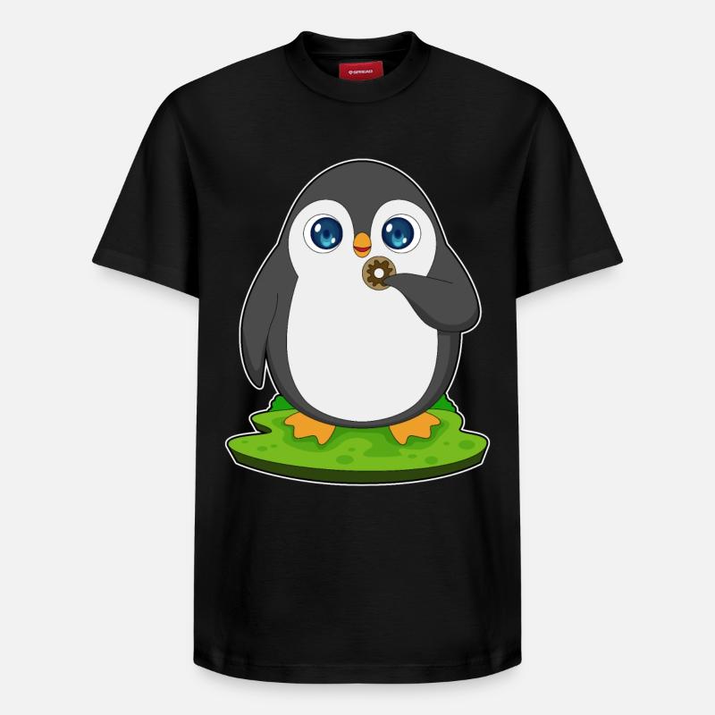 Donut pingouin - T-shirt unisexe décontracté en coton Supima – de SPREAD - noir