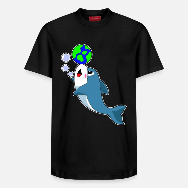 Delfin Erde - Relaxed Unisex Supima Cotton T-Shirt – von SPREAD - Schwarz
