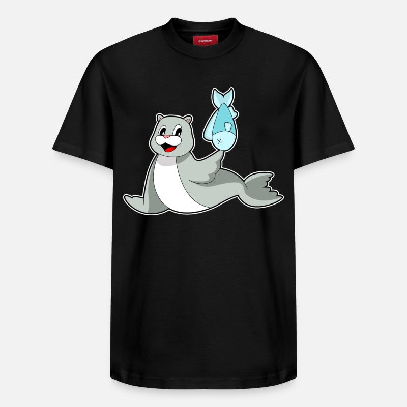 Poisson phoque - T-shirt unisexe décontracté en coton Supima – de SPREAD - noir