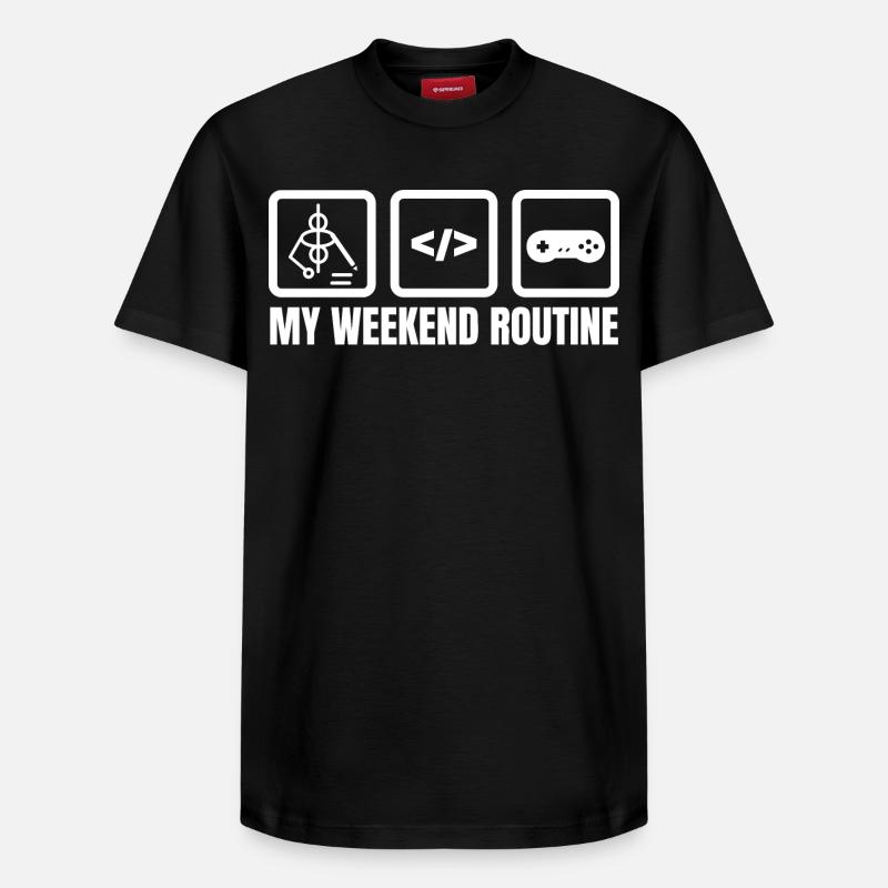Ma routine du week-end - T-shirt unisexe décontracté en coton Supima – de SPREAD - noir