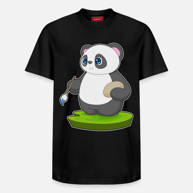 Pinceau Panda - T-shirt unisexe décontracté en coton Supima – de SPREAD - noir