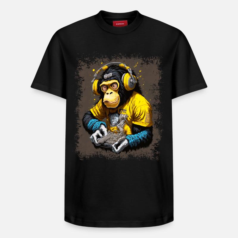 DJ Monkey - T-shirt unisexe décontracté en coton Supima – de SPREAD - noir