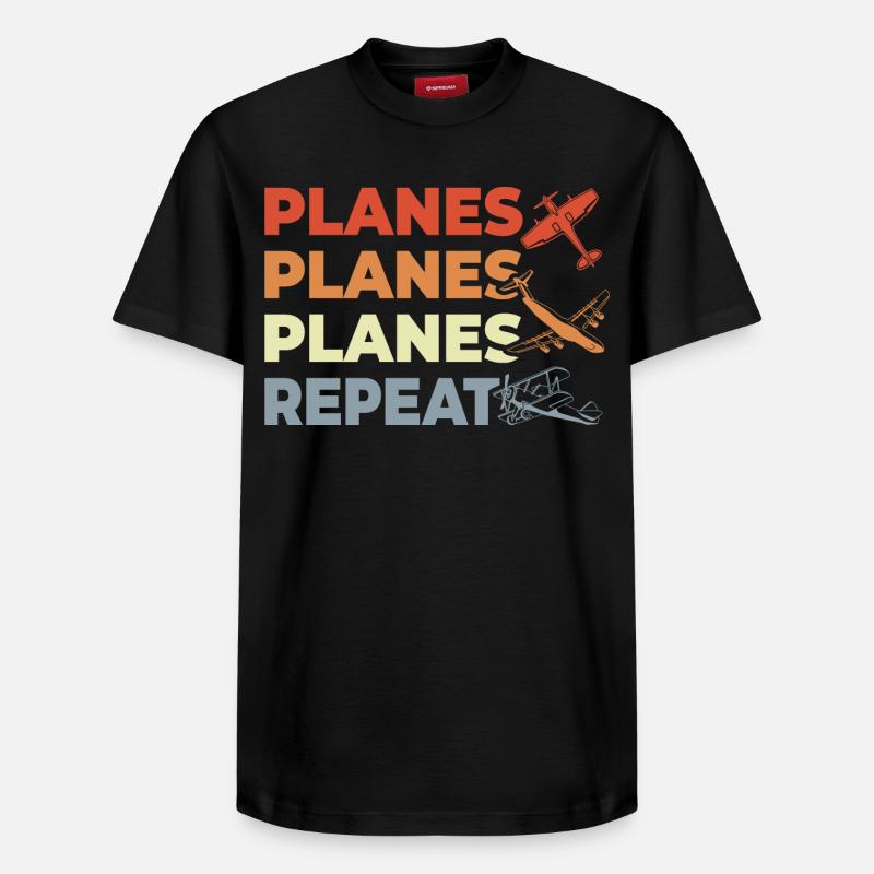 Passionnés d’avions - T-shirt unisexe décontracté en coton Supima – de SPREAD - noir