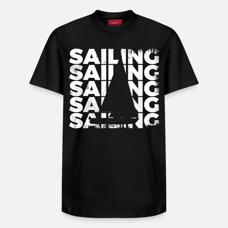 Segelboot - Relaxed Unisex Supima Cotton T-Shirt – von SPREAD - Schwarz