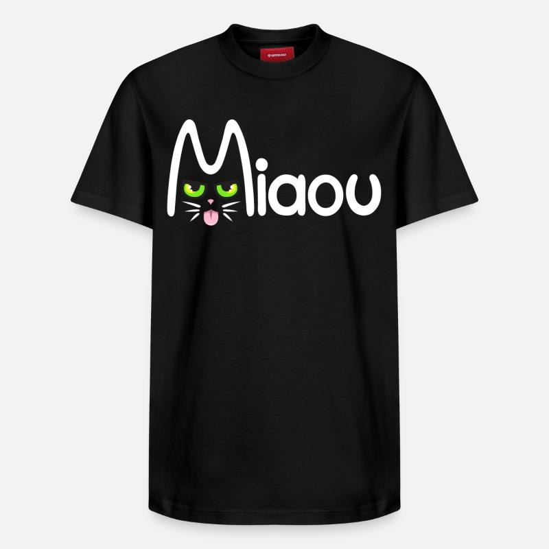 Miaou typographique - T-shirt unisexe décontracté en coton Supima – de SPREAD - noir