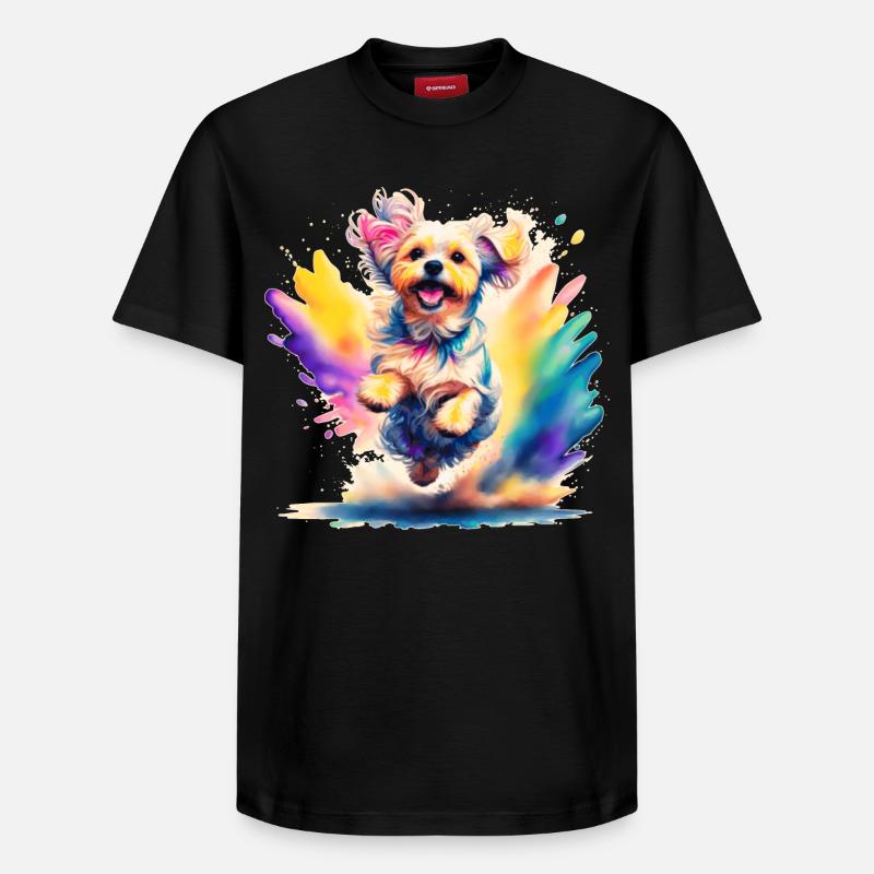 Malteserwelpe springt - Relaxed Unisex Supima Cotton T-Shirt – von SPREAD - Schwarz