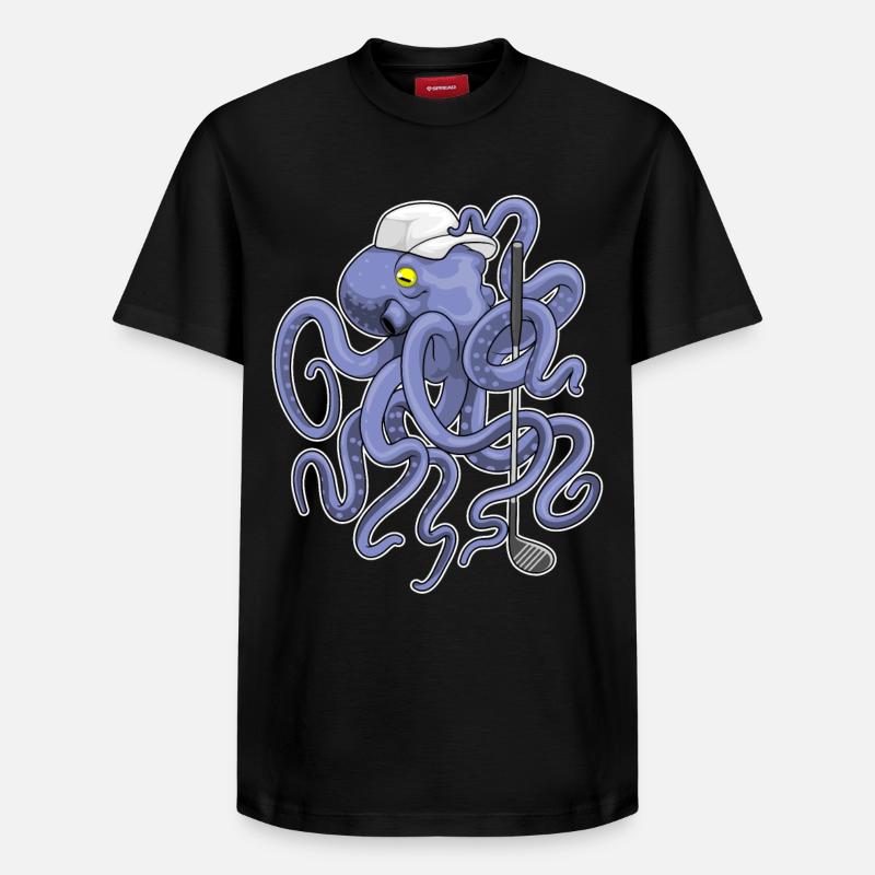 Krake Golf Golfschläger - Relaxed Unisex Supima Cotton T-Shirt – von SPREAD - Schwarz