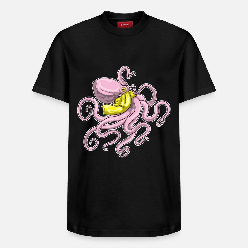 Echarpe de pieuvre - T-shirt unisexe décontracté en coton Supima – de SPREAD - noir