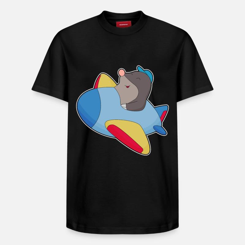 Avion pilote taupe - T-shirt unisexe décontracté en coton Supima – de SPREAD - noir