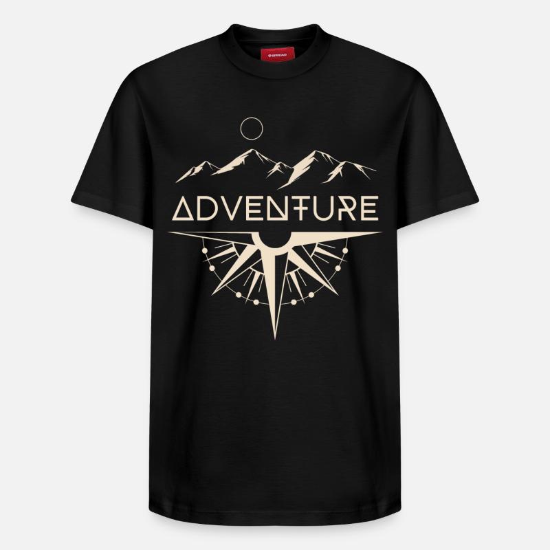 Abenteuer Berge Kompass - Relaxed Unisex Supima Cotton T-Shirt – von SPREAD - Schwarz