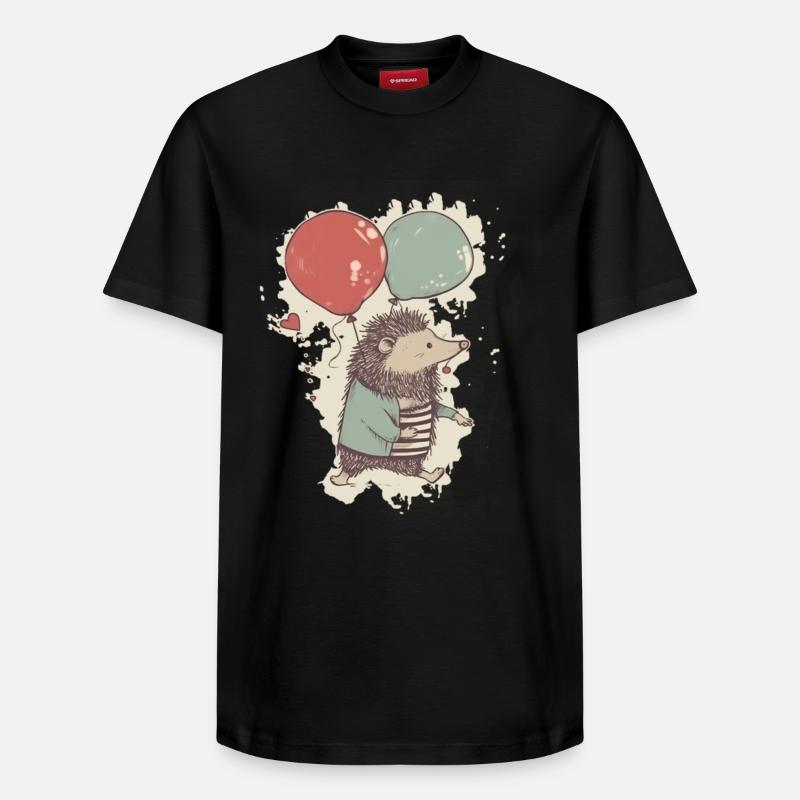 Igel mit Luftballons - Relaxed Unisex Supima Cotton T-Shirt – von SPREAD - Schwarz