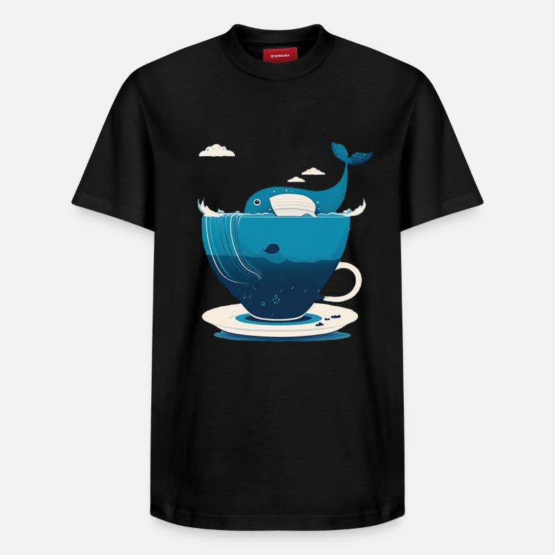 Wal in Teetasse - Relaxed Unisex Supima Cotton T-Shirt – von SPREAD - Schwarz