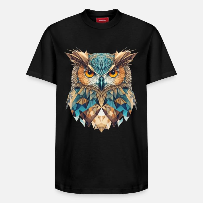Geometrischer Eulenkopf - Relaxed Unisex Supima Cotton T-Shirt – von SPREAD - Schwarz