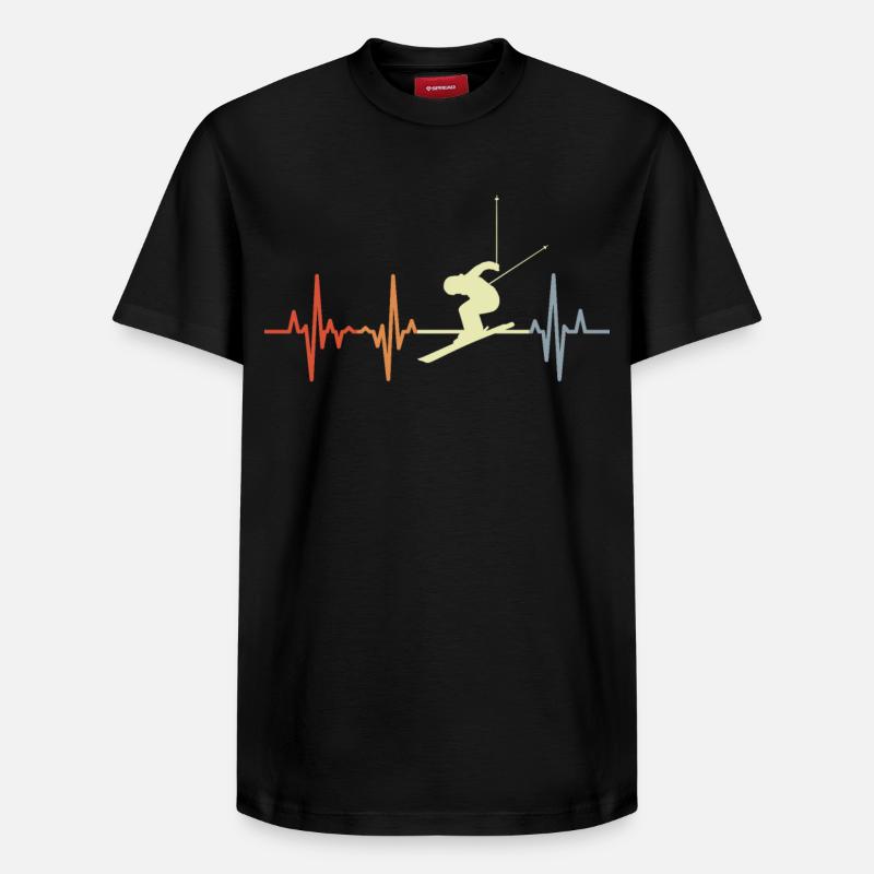 Palpitations de skieur ECG - T-shirt unisexe décontracté en coton Supima – de SPREAD - noir