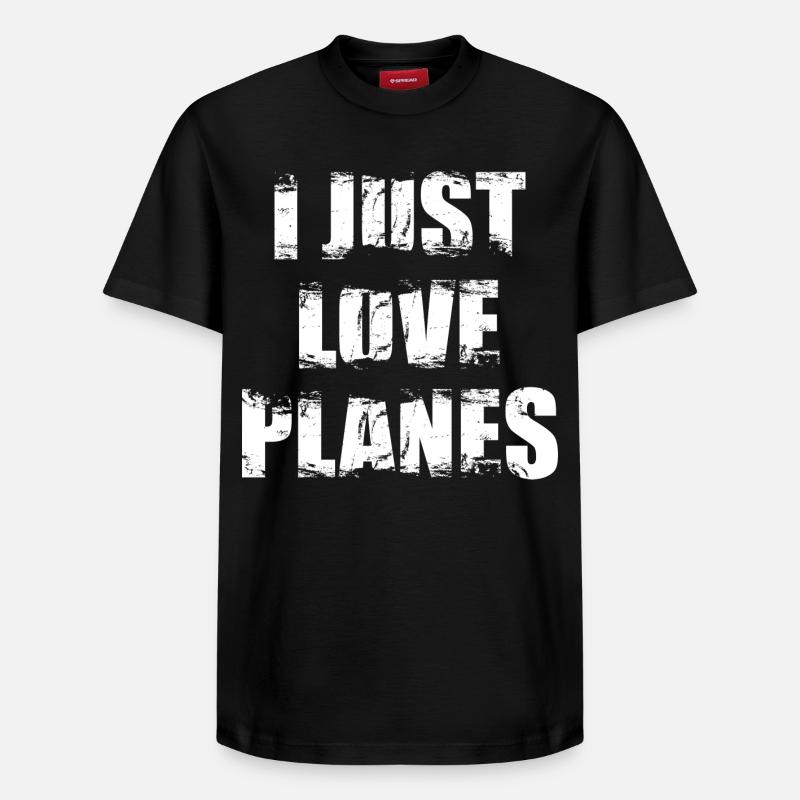 J’adore les avions - T-shirt unisexe décontracté en coton Supima – de SPREAD - noir