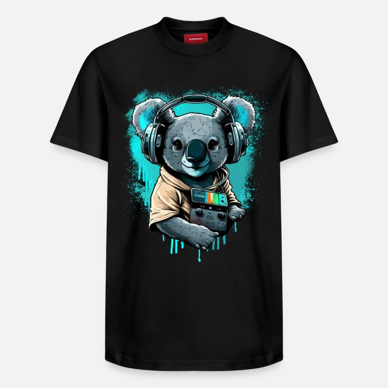 koala mit Kopfhörern und Walkman - Relaxed Unisex Supima Cotton T-Shirt – von SPREAD - Schwarz