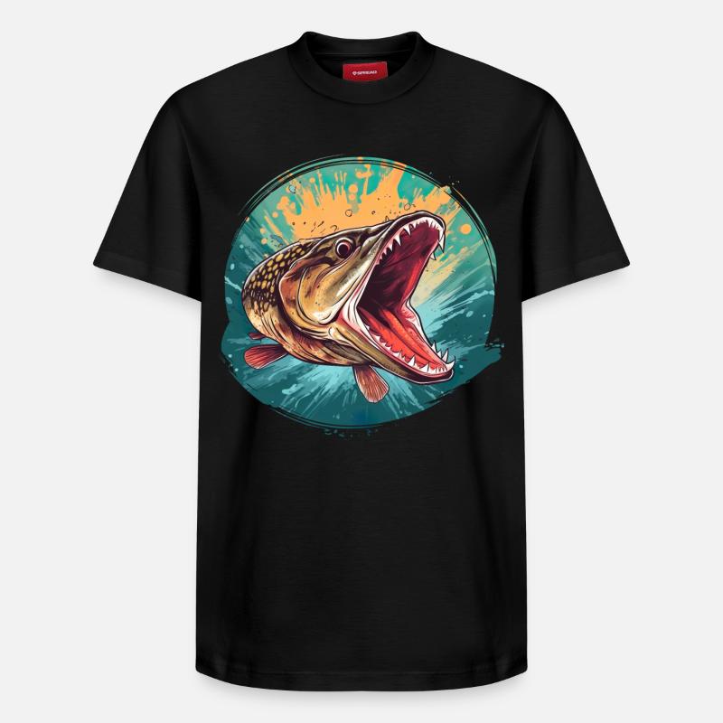 Brochet - T-shirt unisexe décontracté en coton Supima – de SPREAD - noir