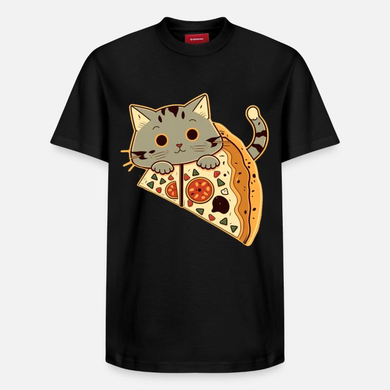Pizza mit Katze - Relaxed Unisex Supima Cotton T-Shirt – von SPREAD - Schwarz
