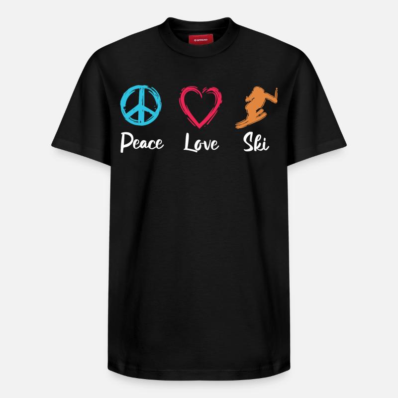 Peace Love Ski - T-shirt unisexe décontracté en coton Supima – de SPREAD - noir