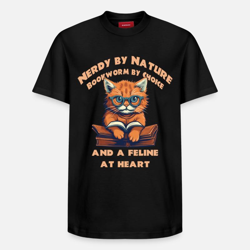 Chat avec livre - T-shirt unisexe décontracté en coton Supima – de SPREAD - noir