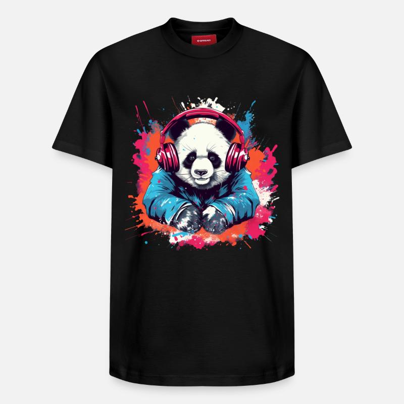 Panda: Dj - T-shirt unisexe décontracté en coton Supima – de SPREAD - noir
