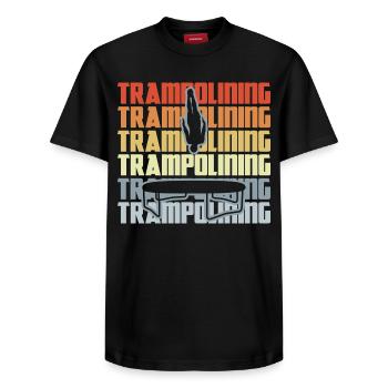 Vintage Trampolinspringen - Relaxed Unisex Supima Cotton T-Shirt – von SPREAD - Schwarz - Vorne - AI Model Female 172 light (172cm) & AI Model Male 178 light (178cm)